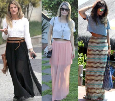 looks de verao cropped e saia longa