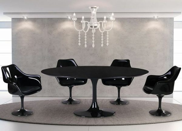 mesa de jantar oval 4 lugares luxo