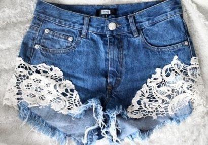 shorts customizado com renda na barra