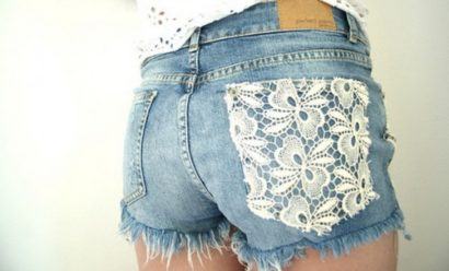 shorts customizado com renda no bolso