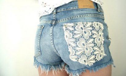 shorts customizado com renda no bolso