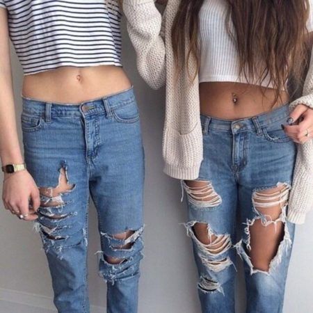 Calça Boyfriend Cropped Destroyed Luxo
