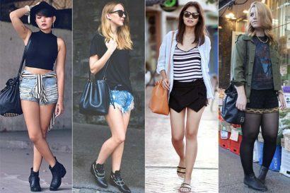 como usar bolsa saco com shorts jeans