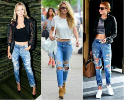 looks com calças jeans destroved