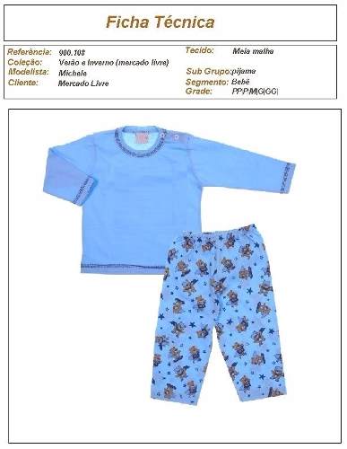 molde de pijama de moletom infantil para meninos