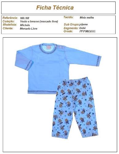 molde de pijama de moletom infantil para meninos