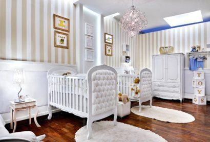 quartos de bebês gêmeos branco