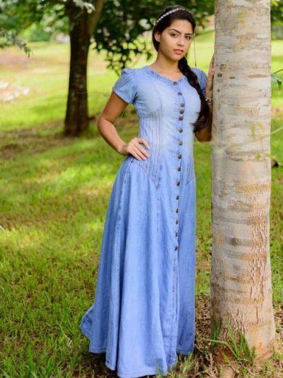 vestido jeans de princesa evangelica