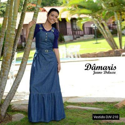 vestido jeans longo evangelico