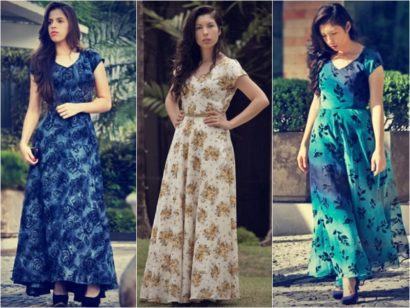 vestidos para ir a igreja longos estampados