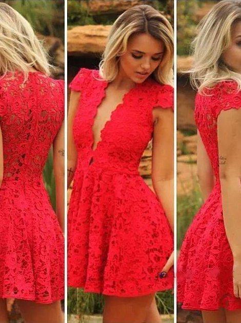 vestidos-acinturados-e-rodados-vermelho-de-renda