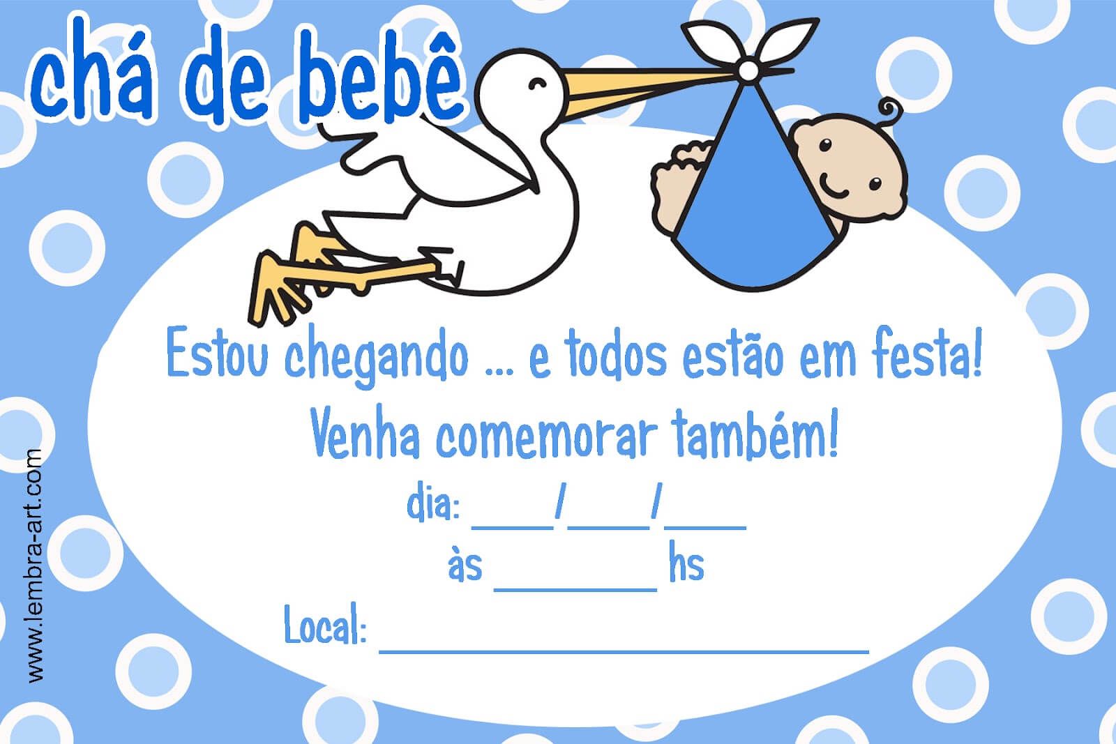 Convite Chá Bebê/ Fraldas - Modelo Theo - Cha de Bebê/ Fraldas