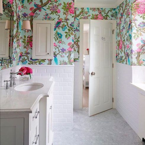 papel de parede floral para lavabo 490x490