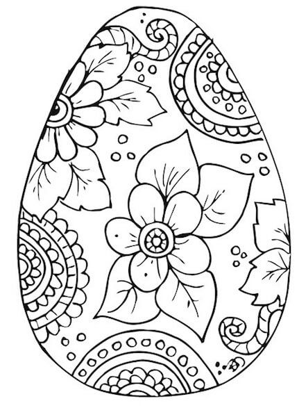 Ovo de pascoa para colorir com desenhos de flores