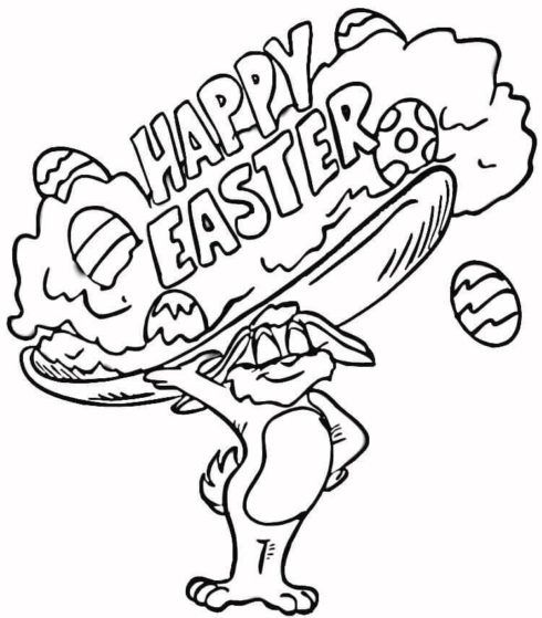 desenho da pascoa happy easter para colorir