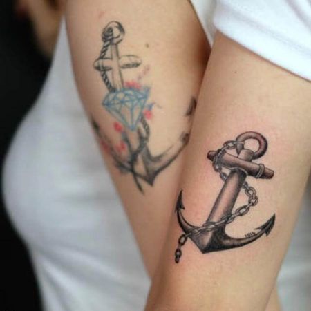 fotos tatuagens de casal ancora