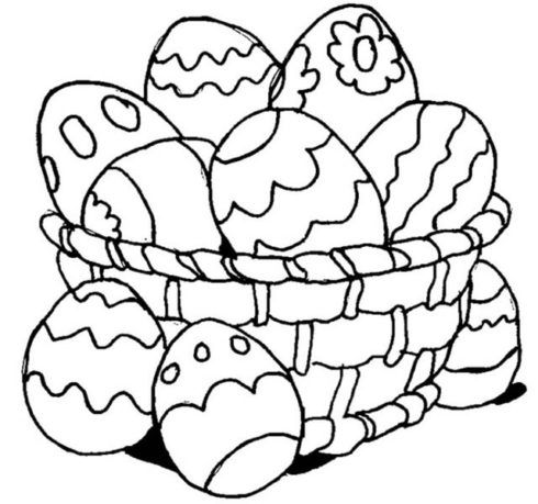 cesta com ovos da pascoa para colorir