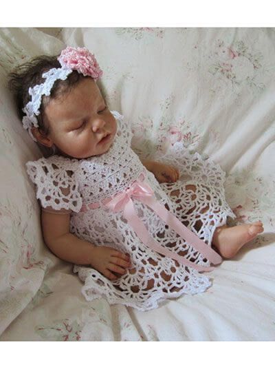 vestido de bebe de croche branco