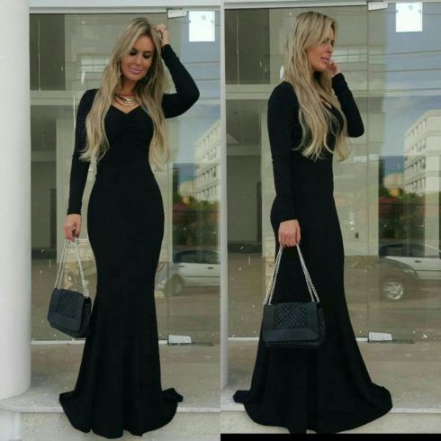 vestidos com manga longa longo preto 490x490