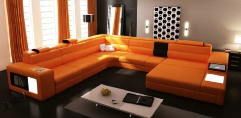 sofa em l de couro laranjado 490x240
