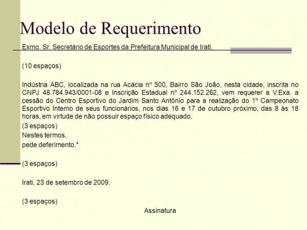 Modelos de Requerimento para Preencher e Imprimir