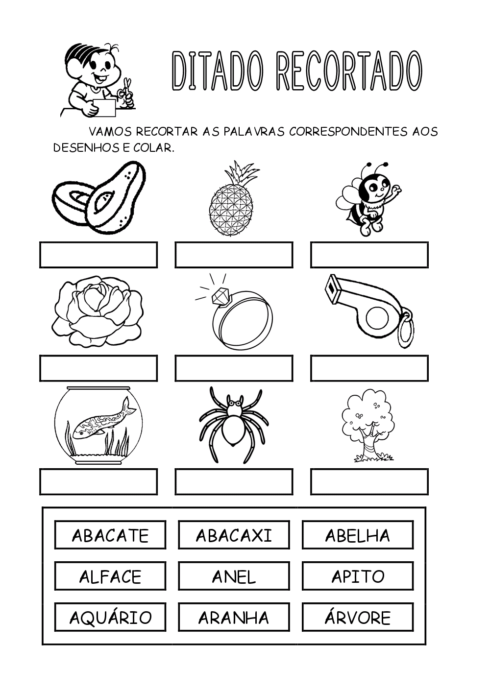 Dito de palavras recortado para 2º ano