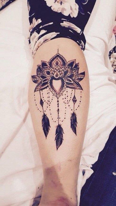 tatuagem flor de lotus na perna 3 490x871