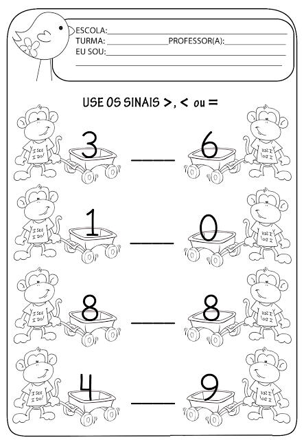 Distinguir o sinal de maior e de menor