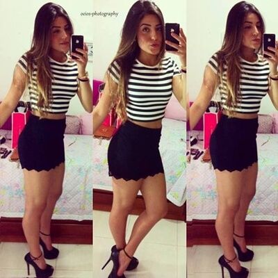 blusa listrada com saia 2