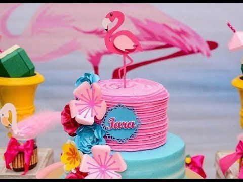 bolo tropical flamingo de aniversário