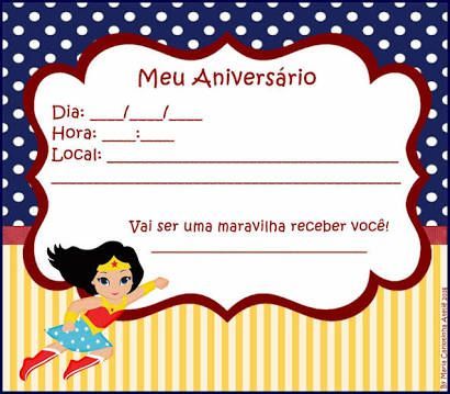 convite de aniversario mulher maravilha 1