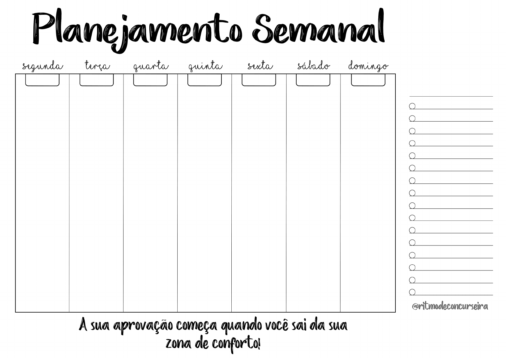 Tabela De Planejamento Semanal Para Imprimir Modelos 1026