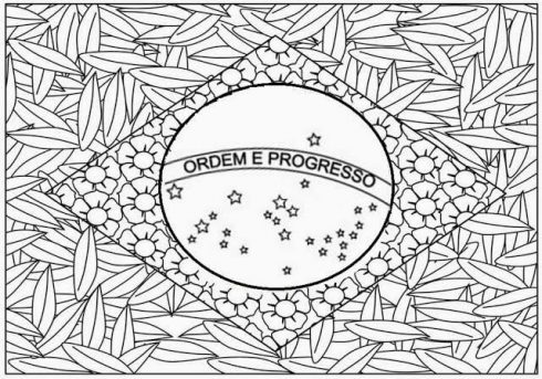 Desenho ou molde da Bandeira do Brasil para pintar ou preparar  atividade-ESPAÇO EDUCAR