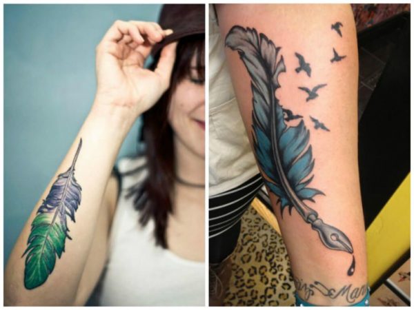 Fotos Tatuagem de Pena Feminina, Em Várias partes de Corpo