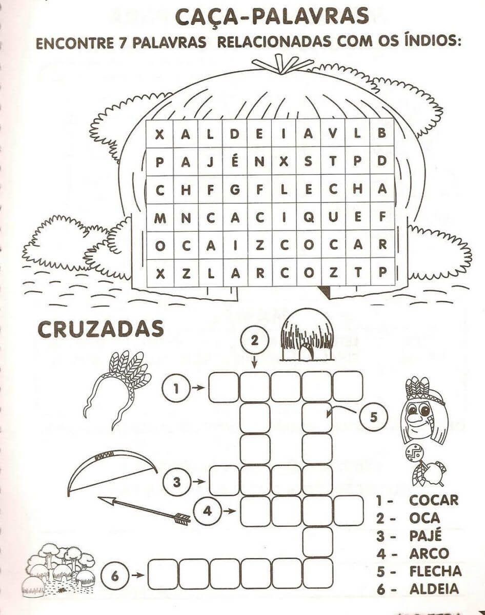 Atividades sobre o dia do Índio para Colorir, Imprimir