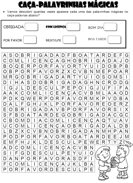 Atividases com palavrinhas mágicas quebra cabeça