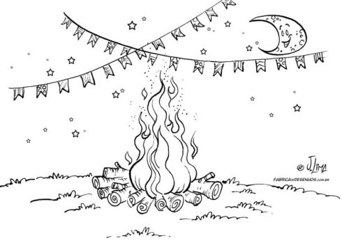 desenhos da festa junina a fogueira