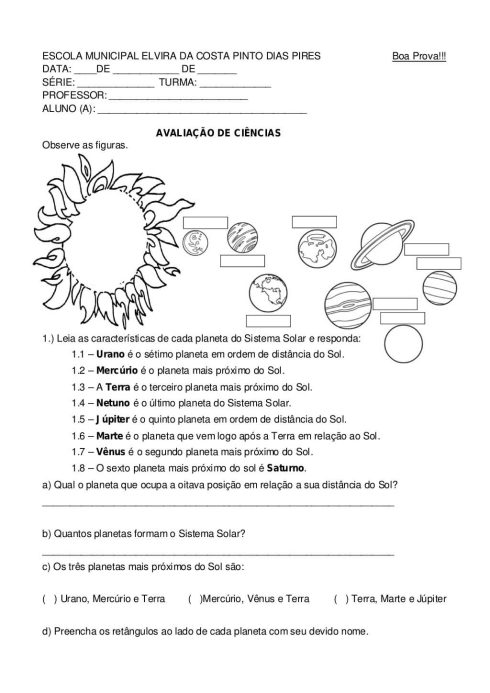 avaliacao planetas do sistema solar 4o ano 2 490x693