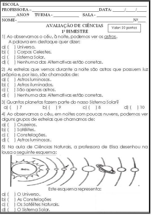 avaliacao planetas do sistema solar 5o ano 490x709